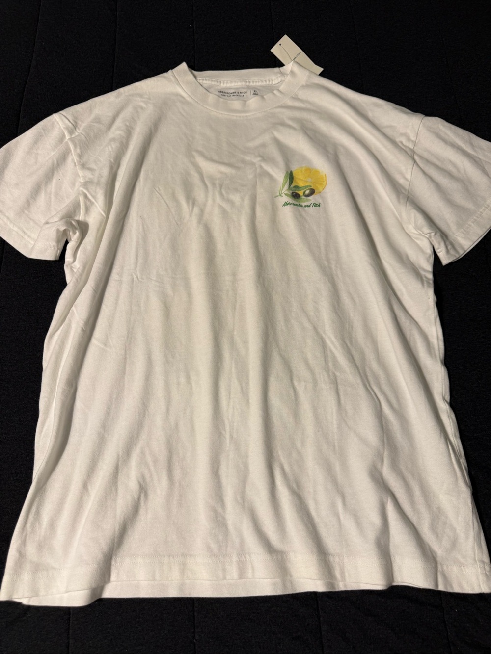 Abercrombie & Fitch White Short Sleeve Tee with Yellow Lemon Graphic